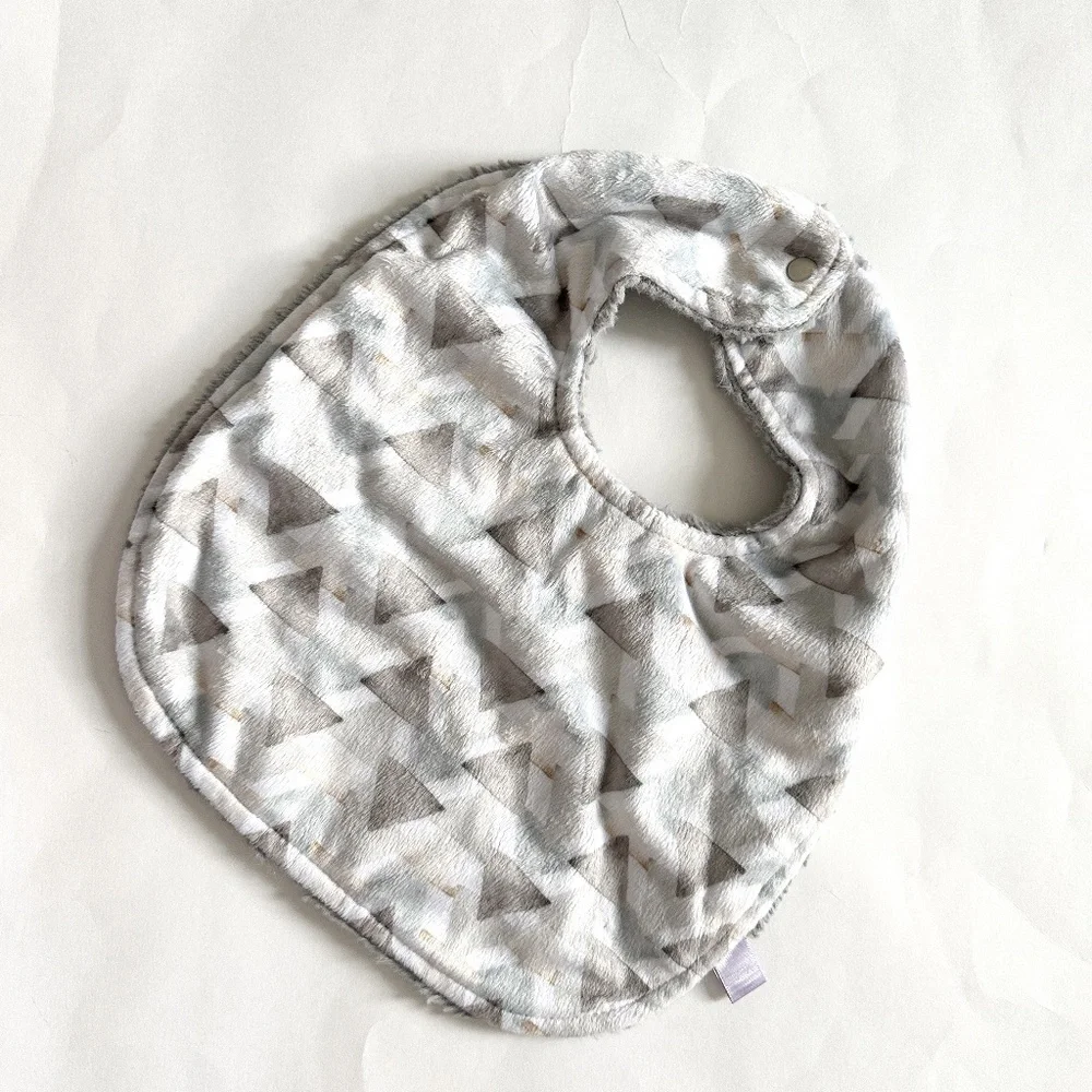 NEW Luxury Baby Bib Minky Gray